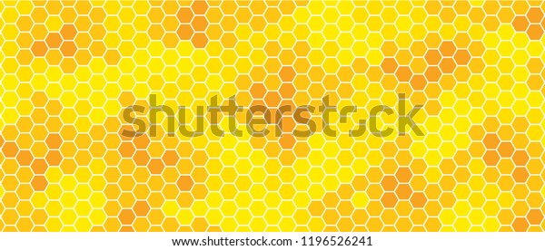 Yellow, orange beehive background. Honeycomb, bees\
hive cells pattern. Bee honey shapes. Vector geometric seamless\
texture symbol. Hexagon, hexagonal raster, mosaic cell sign or\
icon. Gradation color.