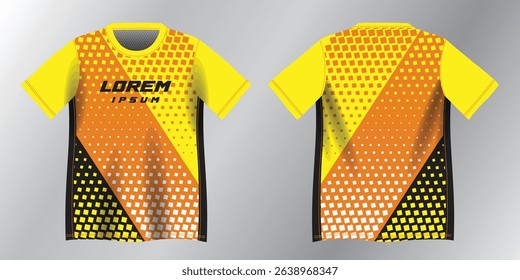 yellow orange and black abstract background pattern for sport jersey design mockup