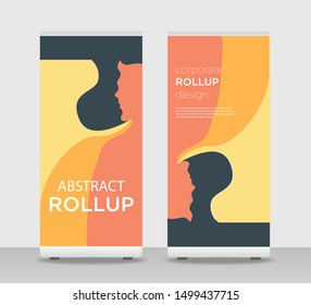 Yellow orange black Abstract Shapes Modern Exhibition Advertising Trend Business Roll Up Banner Stand Poster Brochure flat design template creative concept. ....... Roll Up EPS. Presentation Cover