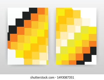 Yellow orange black rectangles abstract design of annual report, brochure, flyer, poster. Yellow concept background vector illustration for flyer, leaflet, poster. Business A4 brochure template.