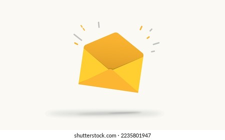 Yellow Orange Blank Envelope Isolated On Gray Background. Ready For Your Design. Product Packing Vector icon.