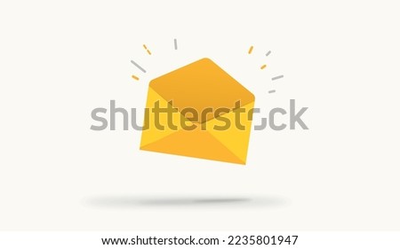 Yellow Orange Blank Envelope Isolated On Gray Background. Ready For Your Design. Product Packing Vector icon.