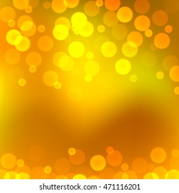 Yellow and orange bokeh abstract light background. Vector illustration