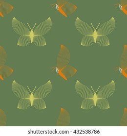 Yellow and orange butterflies seamless pattern. Fashion graphic. Background design. Modern stylish abstract texture. Template for prints,  wrapping and decoration, wallpaper. Vector illustration.