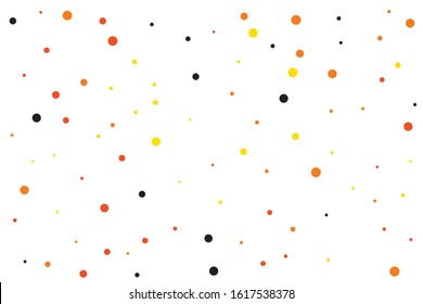 Yellow and orange circles confetti falling on transparent background. Round, dot vector background. Abstract colorful confetti flying in the air. Vector holiday illustration with circles confetti.