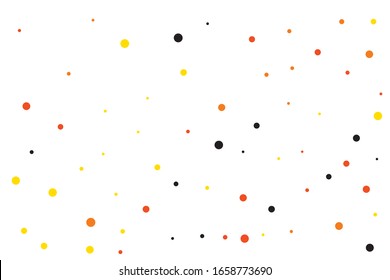 Yellow and orange circles confetti falling on transparent background. Round, dot vector background. Abstract colorful confetti flying in the air. Vector holiday illustration with circles confetti.