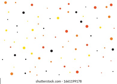 Gelbe und orangefarbene Kreise Konfetti fallen auf transparentem Hintergrund. Rund, Punkt-Vektorillustration-Hintergrund. Abstrakte bunter Konfetti fliegen in der Luft. Vektorillustration Feriengrafik mit Kreisen Konfetti.