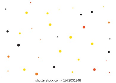 Yellow and orange circles confetti falling on transparent background. Round, dot vector background. Abstract colorful confetti flying in the air. Vector holiday illustration with circles confetti.