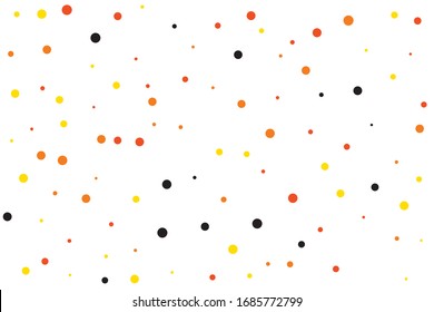 Yellow and orange circles confetti falling on transparent background. Round, dot vector background. Abstract colorful confetti flying in the air. Vector holiday illustration with circles confetti.