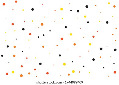 Los círculos amarillos y anaranjados confetti cayendo sobre un fondo transparente. Redondo, fondo vector punto. Resumen de confetti colorido volando en el aire. Ilustración vectorial de vacaciones con círculos confetti.