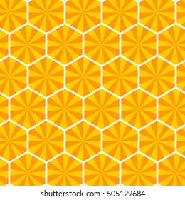 Yellow and orange colored, hexagonal pattern wallpaper background.