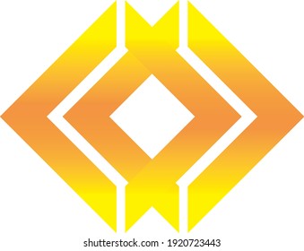 dos cuadrados de color amarillo o naranja que se intersectan entre sí, ilustración abstracta del logo