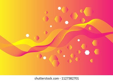 Yellow and orange colors geometric background. Dynamic shapes composition. Futuristic design posters. Vector illustration. Eps 10. Wave poster. 