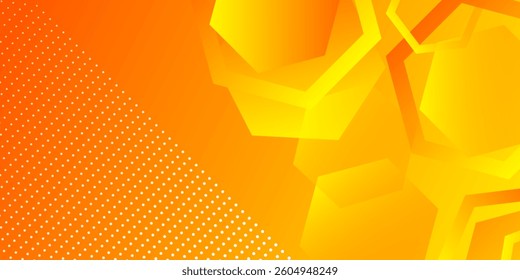 Yellow and orange colour abstract gradient background geometric hexagons pattern and white circles design background vector illustration eps10. Futuristic technology Luxury pattern degital.