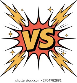 Estilo de cómic amarillo y naranja versus batalla de competencia de explosión de texto