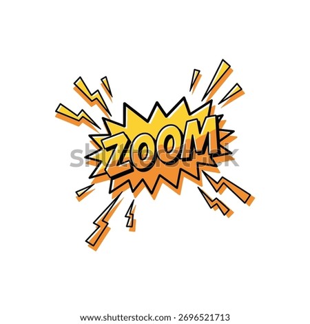 Yellow orange comic style zoom sound effect burst graphic
