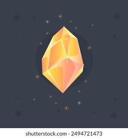 Yellow Orange Crystal Gem Magic Esoteric Game Icon Isolated Vector Design