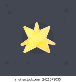 Yellow Orange Cute Kawaii Star Seven Pointed Magic Glossy Icon Vector Isolated
