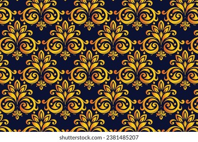 Yellow and Orange Damask Pattern, A Symmetrical and Intricate Design