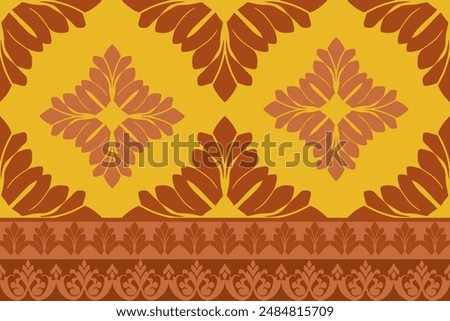 Yellow and Orange Damask seamless pattern . Luxury vintage style , Carpet and Certain decoration