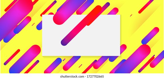 Yellow, Orange Dynamic Neon Lines Banner. Corporate Identity Business Card Concept. Minimal Cover Sale Banner Colorful Design. Pink Blue Purple Shape Motion Design. Neon Dynemic Geometric Memphis.