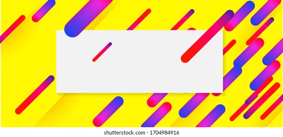 Pancarta de franjas de neón dinámicas amarillas y naranjas. Neon Dynemic Geométrico Memphis. Plantilla de identidad corporativa de tarjeta de presentación. Diseño de Tapa Mínima Colorida de Banner de Venta. Patrón de movimiento de forma azul rosado púrpura.