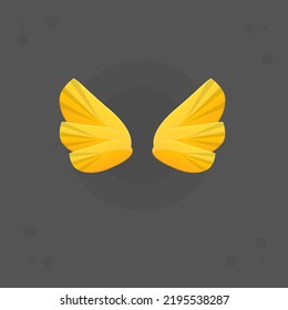 Yellow Orange Fairy Fantasy Wings With Stripes Cute Colorful Cartoon Vector Design