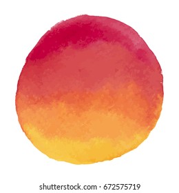 Yellow and orange fire blot - vector watercolor stain isolated on white background