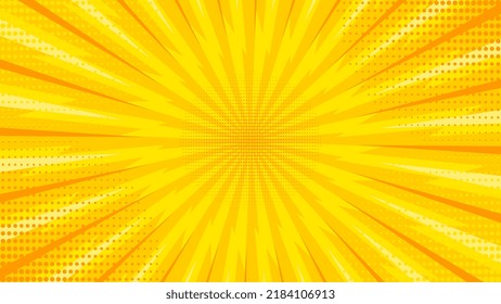 Yellow and orange flash background vintage pop art superhero background for comics