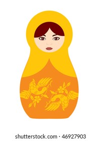 Yellow and orange floral russian doll