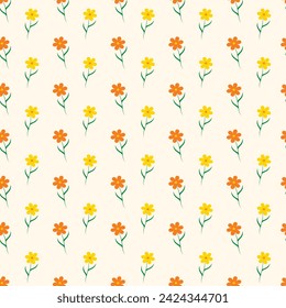 Yellow and orange flowers pattern,spring pattern,vector illustration