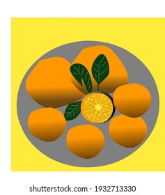 yellow orange fruit illustration. yellow background