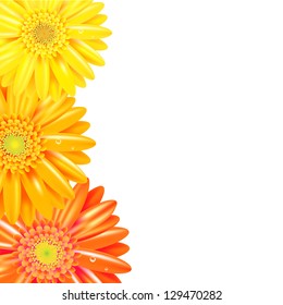 gelbe und orangefarbene Grenzen einzeln auf weißem Hintergrund, Vektorgrafik