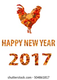 Yellow Orange Gold Rooster Isolated Polygon Vector symbol of 2017 on the Chinese calendar. 