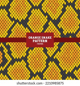 Yellow Orange Gradient Snake Skin Seamless Pattern. Vector Illustration of Reptile Material