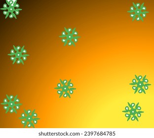Diseño de papel pintado con gradiente de color naranja amarillo, patrón floral verde