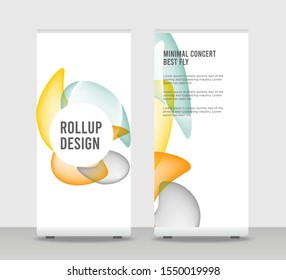 Yellow orange gray Abstract Shapes Modern Exhibition Advertising Trend Business Roll Up Banner Stand Poster Brochure flat design template creative concept. Yellow orange gray Roll Up EPS. Presentation