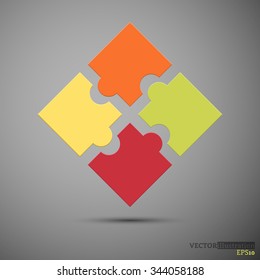 Yellow, orange, green and red colored puzzle infographic concept. Vector illustration.