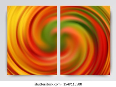 Yellow orange green swirl background. Bright autumn colors. Set of backgrounds