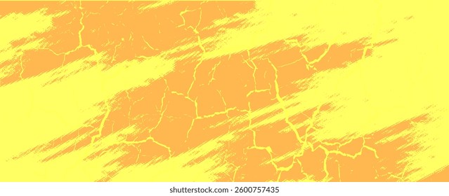 Yellow and orange grunge. Distress overlay texture. Rough and dirty wall background concept with abstract surface dust. Worn, torn and weathered effect. Vector illustration, EPS 10