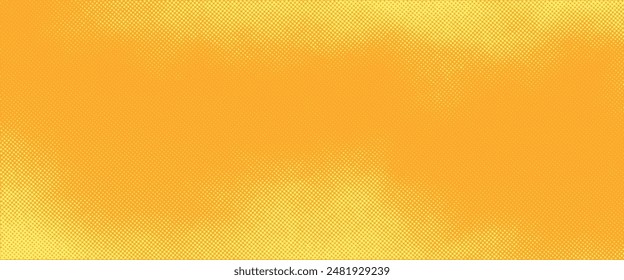 Yellow orange halftone pattern. Retro comic gradient background. Square pixilated dot cartoon texture. Pop art faded gradient pattern