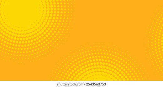 Padrão de meio-tom laranja amarelo. Fundo de gradiente de quadrinhos retrô. 