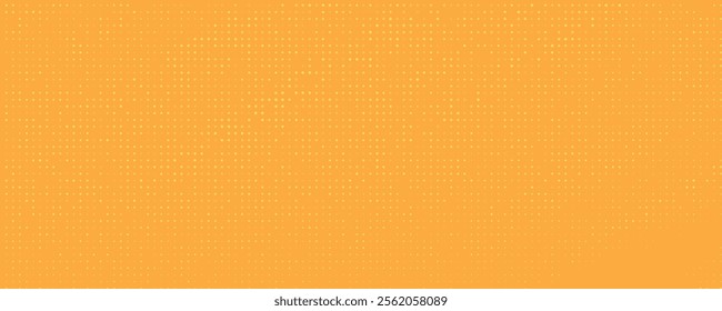 Yellow orange halftone pattern. Retro comic gradient background. Square pixilated dot cartoon texture. Pop art faded gradient pattern