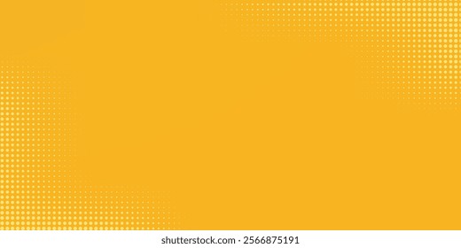 Yellow orange halftone pattern. Retro comic gradient background. Square pixilated dot cartoon texture. Pop art faded gradient pattern. Vector backdrop.