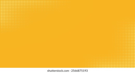 Yellow orange halftone pattern. Retro comic gradient background. Square pixilated dot cartoon texture. Pop art faded gradient pattern. Vector backdrop.