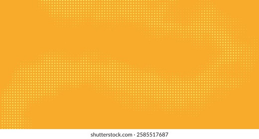 Yellow orange halftone pattern. Retro comic gradient background. Square pixilated dot cartoon texture. Pop art faded gradient pattern