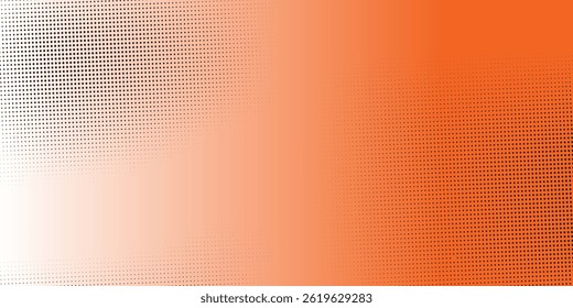 Yellow orange halftone pattern. Retro comic gradient background. Square pixilated dot cartoon texture. Pop art faded gradient pattern. Vector backdrop.