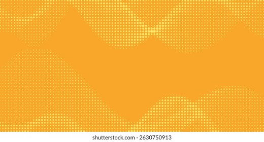 Yellow orange halftone pattern. Retro comic gradient background. Square pixilated dot cartoon texture. Pop art faded gradient pattern