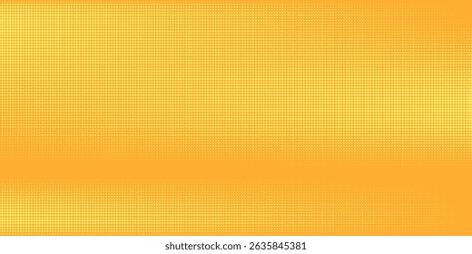 Yellow orange halftone pattern. Retro comic gradient background. Square pixilated dot cartoon texture. Pop art faded gradient pattern