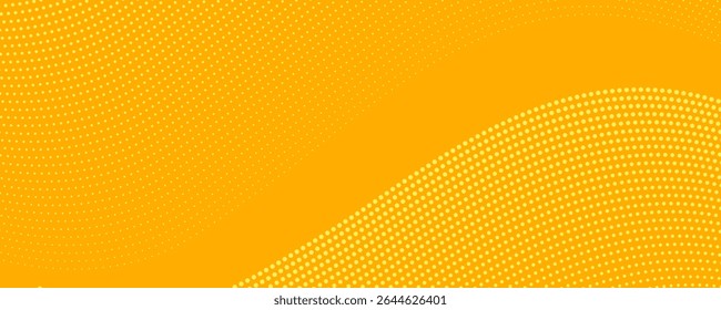 Patrón de semitono naranja amarillo. Fondo de degradado de cómic retro. Textura cuadrada pixilada de la historieta del punto. Patrón de degradado desvanecido de arte Pop. Vector backdrop.modern.